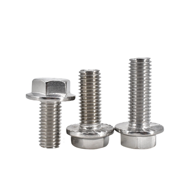 High Quality M6*10 Stainless Steel Flange Bolts with Plain Finish for Flange Surfaces 1
