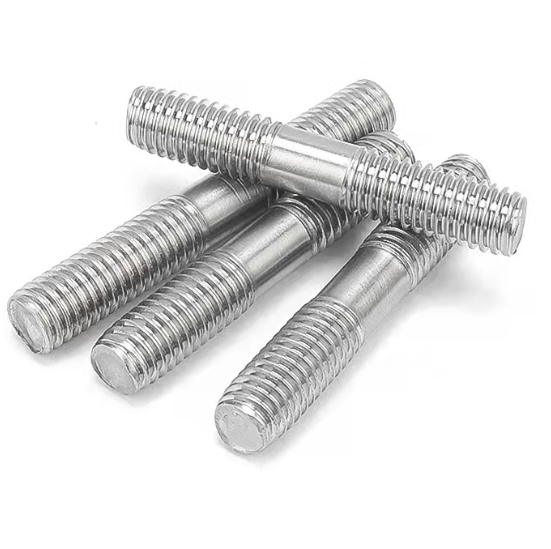 Carbon Steel Double and Threaded Stud Teeth Rod Silver Screw Bolt 1
