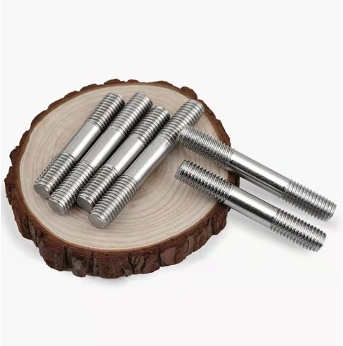 Carbon Steel Double and Threaded Stud Teeth Rod Silver Screw Bolt 2