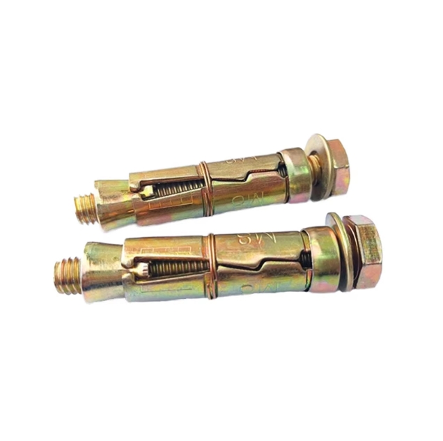 3pcs Expansion Anchor With Nut And Washer Carbon Steel Yellow Zinc Galvanized