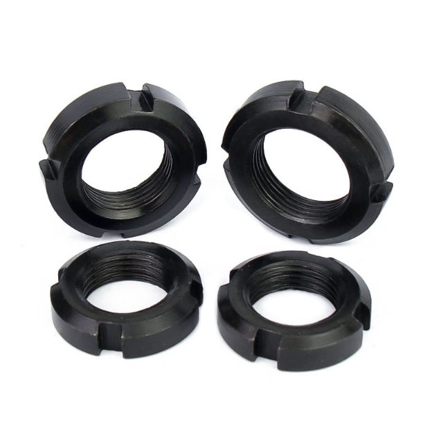 M12 14-120 Black Carbon Steel Round Carbon Steel Lock Nut Slotted Nut for Secure Fastening GB812 Stop Nuts