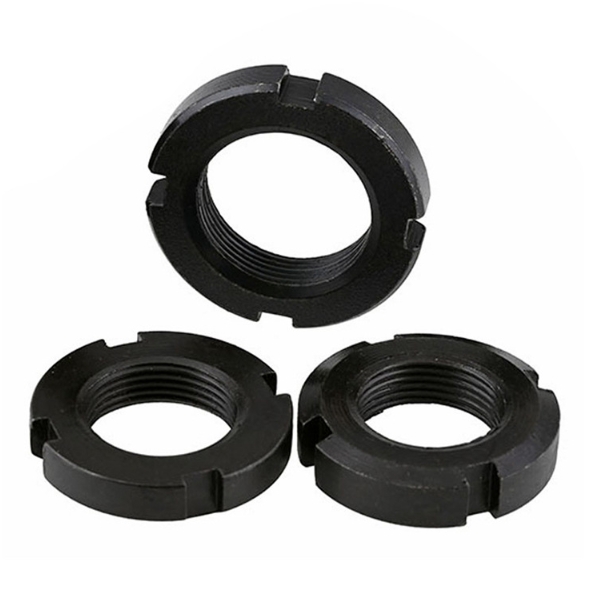 M12 14-120 Black Carbon Steel Round Carbon Steel Lock Nut Slotted Nut for Secure Fastening GB812 Stop Nuts 3