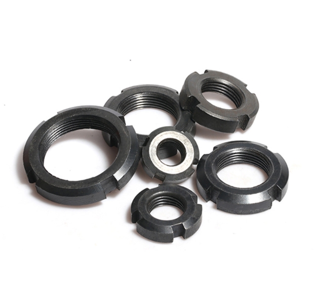 M12 14-120 Black Carbon Steel Round Carbon Steel Lock Nut Slotted Nut for Secure Fastening GB812 Stop Nuts 4