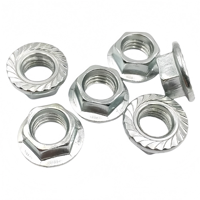 Electro-Zinc Plated Carbon Steel Serrated Flange Lock Nuts Vibration Resistant 1