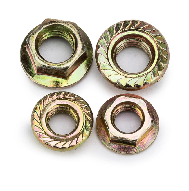M6-M20 Carbon Steel Serrated Flange Nuts Yellow Zinc Plated (DIN 6923) 1