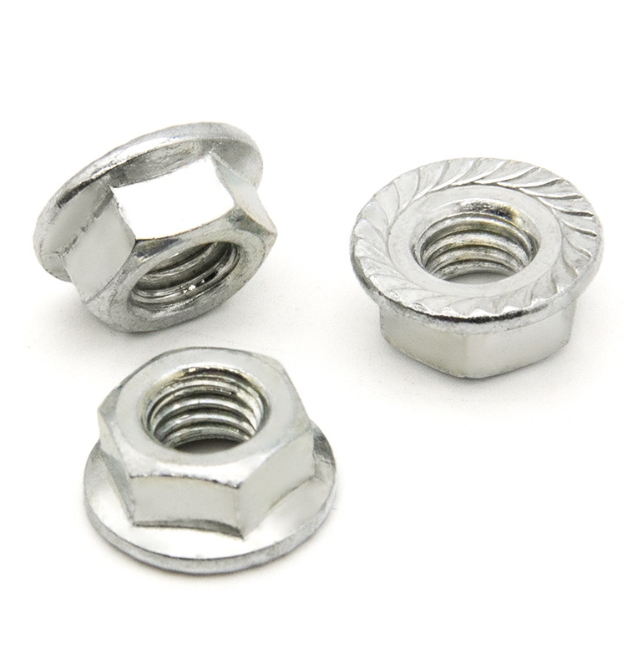 White Zinc Plated Hexagon Flange Nut M3-M20 Carbon Steel Non-slip Pad Nut with Spot Hex Type Head 1