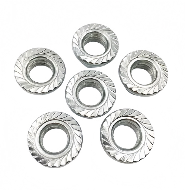 White Zinc Plated Hexagon Flange Nut M3-M20 Carbon Steel Non-slip Pad Nut with Spot Hex Type Head 3