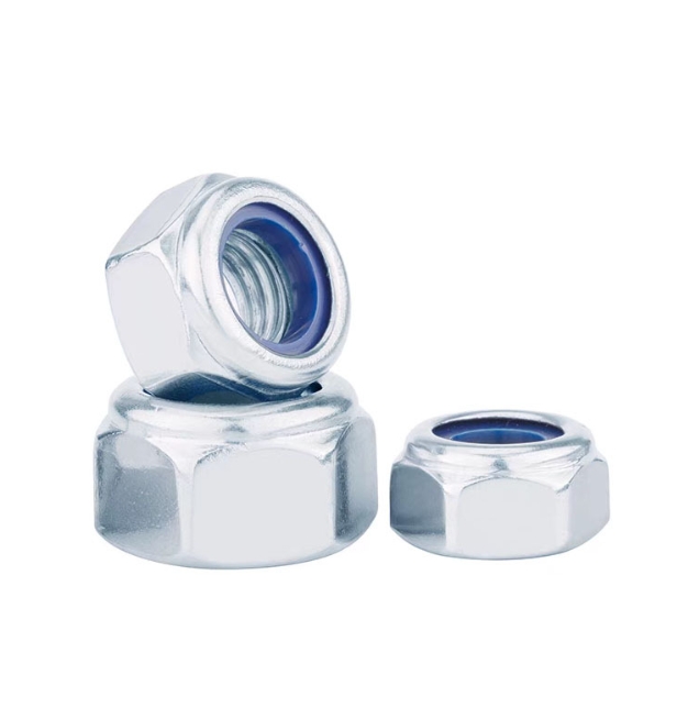 Factory Supply Carbon Steel M5 Nylon Insert Lock Nut Self-locking Hexagon Lock Nuts 3