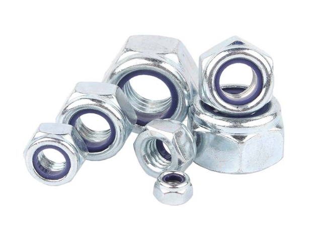 Reusable Nylon Lock Nuts with Enhanced Zinc Coating (Blue-White)