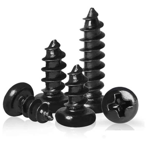 Carbon Steel Cross Recessed Pan Head Self Tapping Screw for Window Hardware Accessories Black 2
