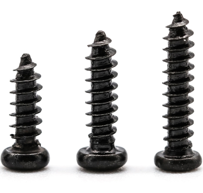 Carbon Steel Cross Recessed Pan Head Self Tapping Screw for Window Hardware Accessories Black 3