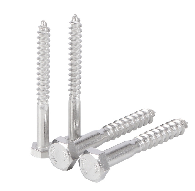 DIN571 Full Thread Hex Head Lag Wood Screws 10mm ISO Standard Oval Head Self-Tapping Screw Half Thread 1