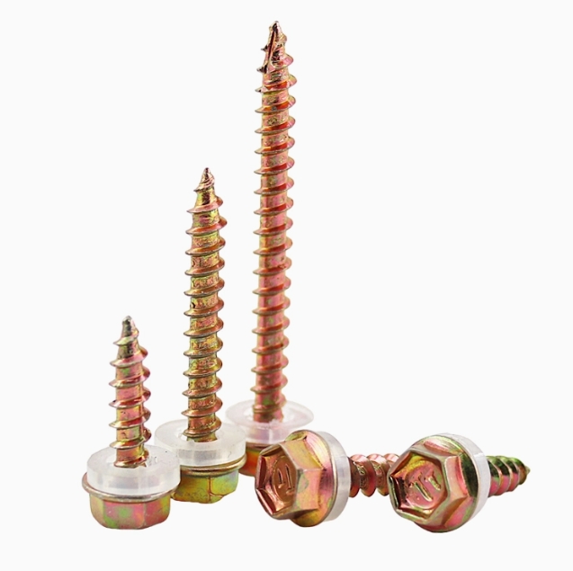 Color Zinc Plated Hexagon Washer Head Wood Screw with EPDM Rubber Gasket 2