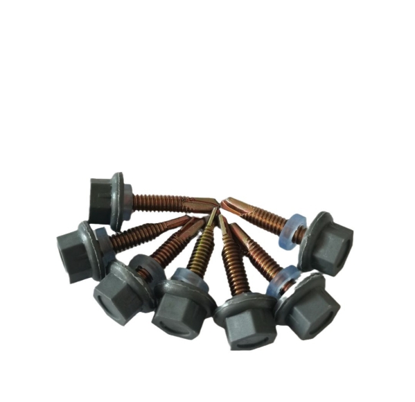 Galvanized Colorful Plastic Cap Nylon Self Drilling roofing Tek Tapping Sheet Metal screw With Plastic Washer 2