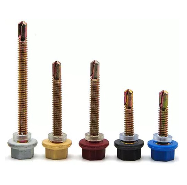 Galvanized Colorful Plastic Cap Nylon Self Drilling roofing Tek Tapping Sheet Metal screw With Plastic Washer 3